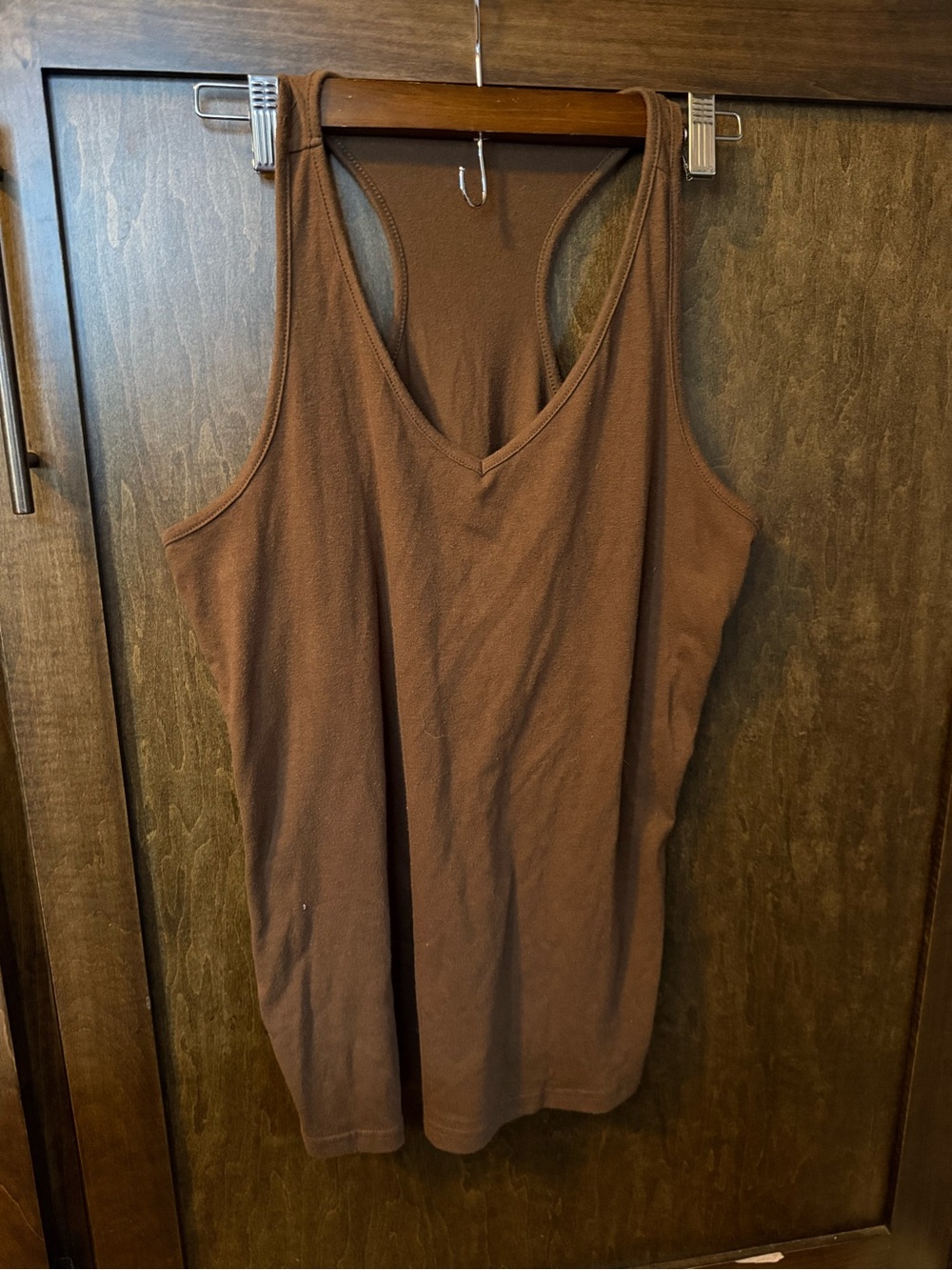 Source Unknown Brown V-Neck Racerback Tank Top